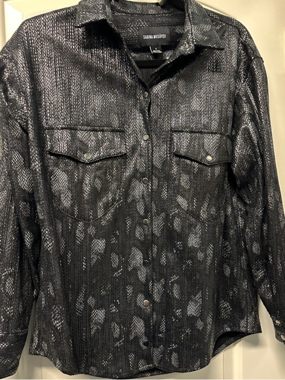 Sabina Musayev Black Metallic Button-Down Shirt